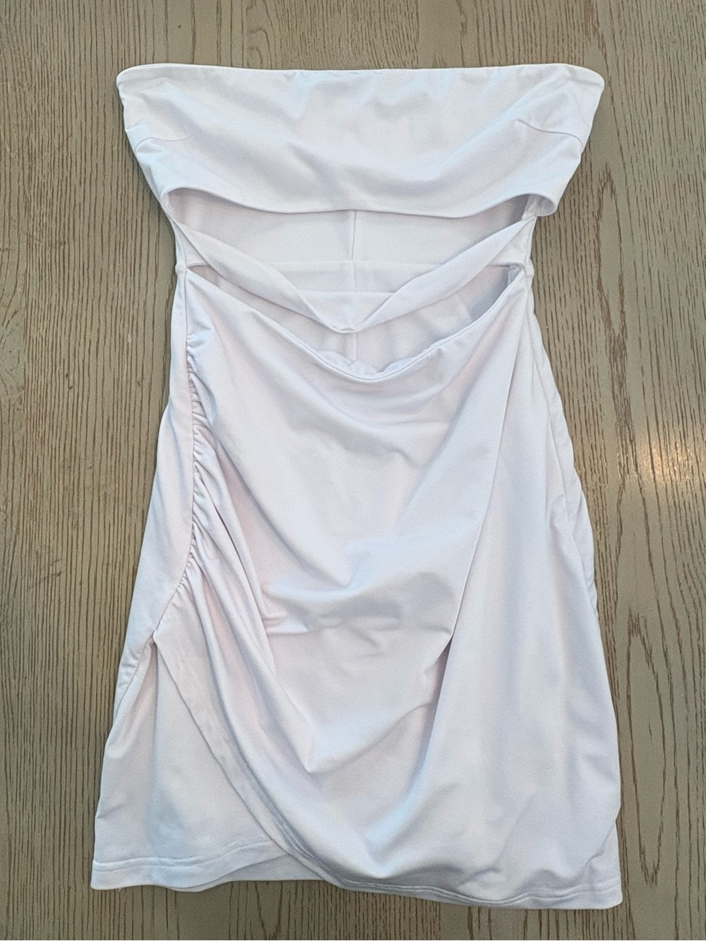 superdown Strapless White Ruched Mini Dress